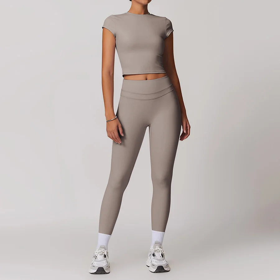 Yoga Set 2PCS Women Tracksuit Nude Feeling Workout Sets Gym Clothes Push Up Fitness Running Sportwear Sport Bra Leggings Suit