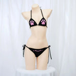 Japanese Kawaii Cat Paw Micro Bikini Set for Girl Women Bathing Suit Bandage Backless Mini Swimsuit Underwear Lingerie