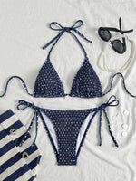 Sexy Purple Polka Dot Print Bikini Set Women Shell Pleate Push Up Bra Bandage Thong Swimsuit 2026 Summer Bathing Suit Swimwear