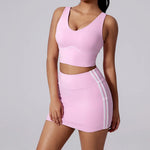 Women Vest Tank Top Tennis Suit Fitness Yoga Set Casual Outdoor Short Skirt Running Golf Gym Suit Female Breathable Sportswear