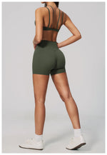 Women 2PCS Yoga Suit Double Strap Shockproof Sports Bra High Waist Tigh Short Fitness Suit Gym Running Leggings Tracksuits