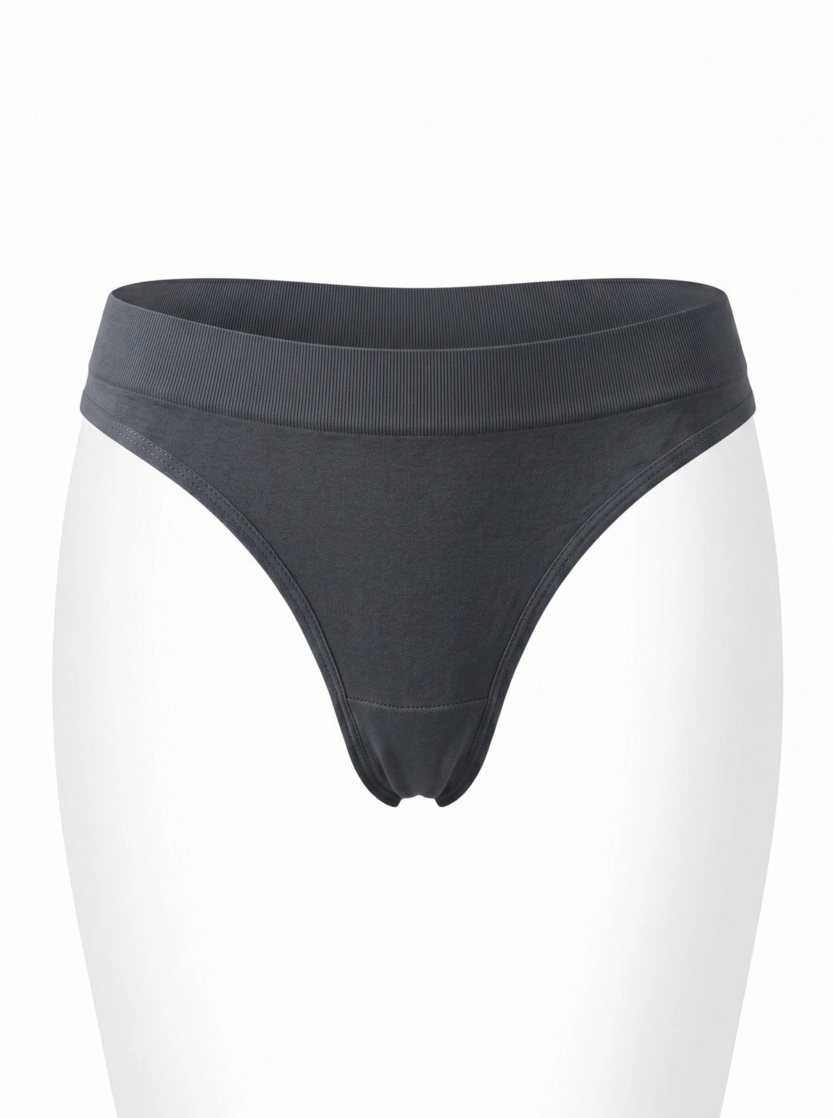 Low-rise Thong Women Grey Seamless Briefs Stretchy Ribbed Waistband Soft Breathable No Digging In Comfortable Underwear M401