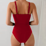 2025 Red One Piece Swimsuit Women Swimwear Sexy Padded Tummy Control Swimming Suit Monokini Bodysuit Beach Wear Bathing Suit
