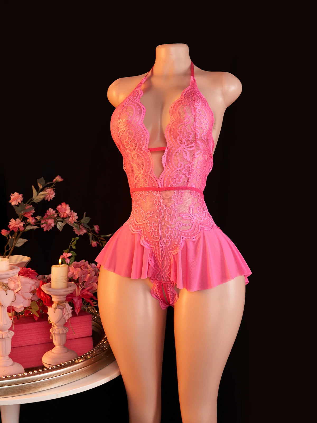 Blue Open Crotch Women Body Suit Crotchless Adult Sexy Erotic Lingerie Pajamas Lace Temptation Sex Bodysuit V-neck Hot Underwear