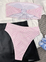 Wave Striped Bandeau Bikinis High Waist Bikini Female Swimsuit Women Swimwear Two-pieces Bikini Set Bathing Suit Swim Beach Wear