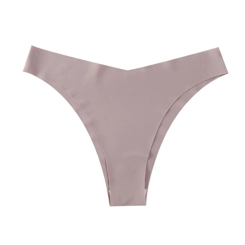 3Pcs/Set Women Ice Silk Panties V-Waist Low Rise Briefs Seamless Underwear Female Quick-Drying Underpants Sexy Lingerie S-L