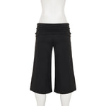 American knitted mid-waisted trousers, simple low-waisted straight loose casual trousers