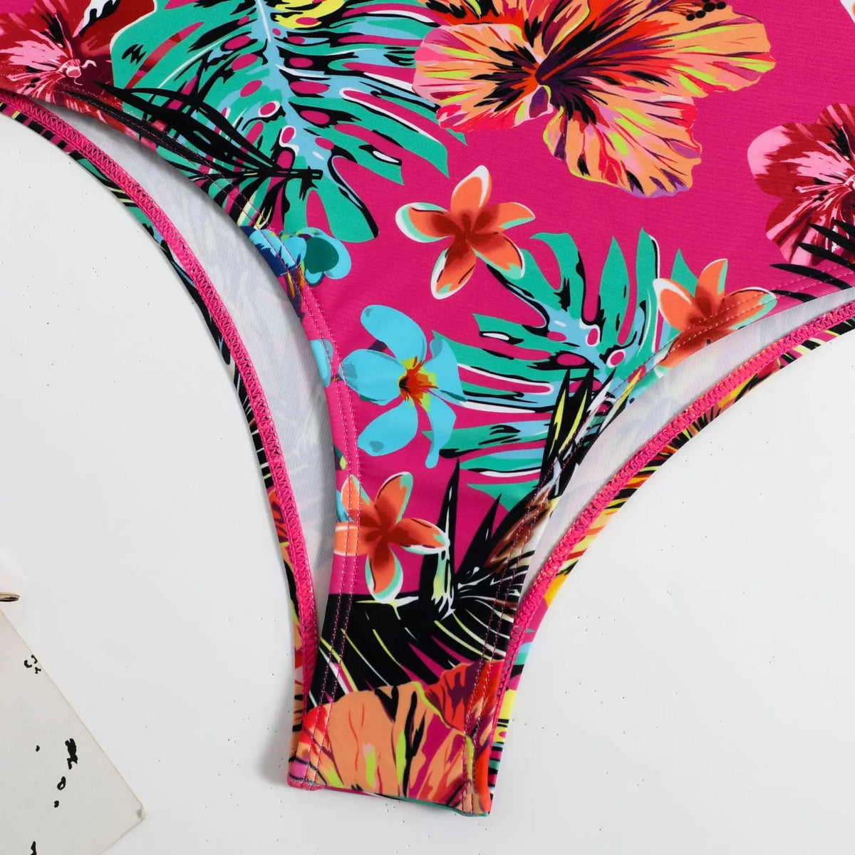 Sexy Bandeau Bikini 2025 Women Swimsuit Floral Swimwear Female High Waist Bikinis Set Swimming Bathing Suits Brazilian Biquini