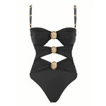 Hollowen One Piece Swimsuit With Cover Up Sexy Swimwear Women Off Shoulder Swim Suits Patchwork Bathsuit Belt Bodysuit Beachwear