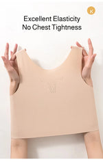 Women's Large Breasts Underwear Wide Shoulder Invisible Corset Antibump Thin Underwear Full Cup Vest Traceless Bra with Bra Pads