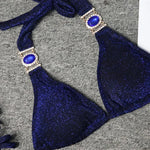 2026 Shiny Rhinestone Diamond Bikini Women Swimsuit Female Swimwear Two Pieces Bikini Set Halter Metal Chains Bathing Suit Swim