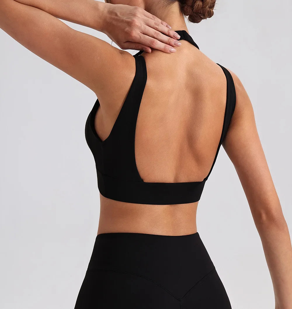 Women's Yoga Exercise Sets Women Backless Sports Tank Top V Shape High Waist Wide Leg Pants Fitness Gym Running Workout Clothes