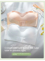 Summer Ice Silk No Trace Strapless Underwear Women Small Chest Gathering Non-slip Not Drop Breast Invisible Bra Cover Wipe Chest