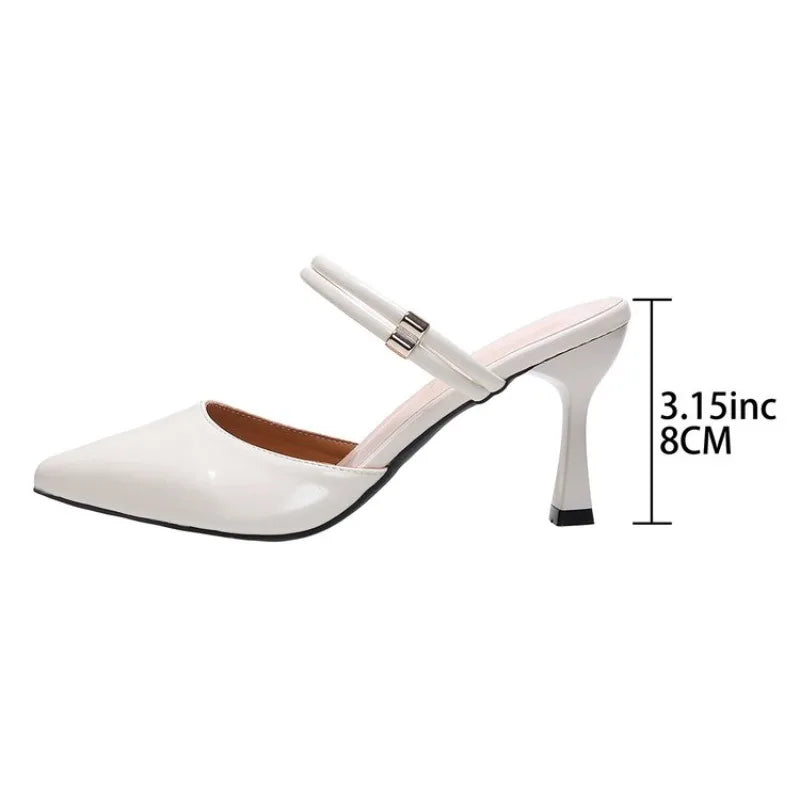 French Pointed Toe High Heels Women's Stiletto Summer New Temperament One Word Strap Premium Versatile Fashion Sandals