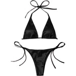 Sexy Satin Halter Brazilian Padded Bikini Female Swimsuit Women Swimwear Two-Pieces Bikini Set Bather Bathing Suit Swim V4966S