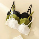 Lace Brief Sets Embroidery Underwear Sexy Satin Thin Cup Push Up Bra Set Women Romantic Bralette Green Breathable Lingerie