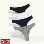 3Pcs/Set Women Panties Ultra-thin Thongs Female Underpants Seamless Underwear Sports Soft Solid Color Low Rise G-string