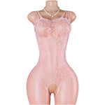Pink Sexy Lingerie Mesh Bodystockings Teddy Crotchless Fishnet Hollow Open Bra Underwear Erotic Clothing Sexy Lace Bodysuit