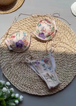 Sexy Pink Flower Embroidery Print Swimsuit Women 2025 Sexy Underwire Drawstring Bikini Set Summer Beach Bathing Suit Swimwear