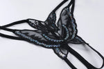 Double-Layer Thin Strap Sexy Thong Butterfly Embroidery Low Waist Sexy Bikini Pure Lace Sequins T-Shaped Panties Sexy G-strings