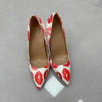 white lipstick Lips Printed High Heel Shoes 12cm 10cm 8cm Pink Colorized Shallow Dress Pumps Pinted Toe Slip-On Banquet Heels
