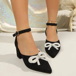 2026summer New Heel Pointed Toe Strap High-Heeled Sandals Women's Bow Pumps