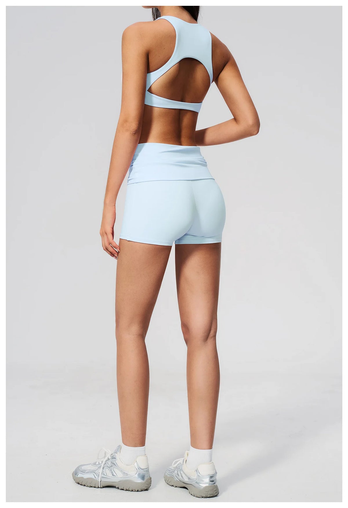 Tight Yoga Clothes Women Speed Drying Shock-absorbing Sports Vest Fitness Suits Outwear Gym Flip Waist Shorts Workout Clothes