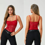 Women's Lace Cami Tops Sleeveless Ruched Front Solid Color Camisole Slim Fit Tank Tops Summer