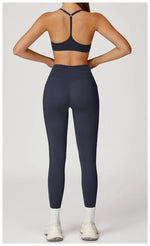 Women's Yoga 2-Piece Hip Lifting Tight Fitting Naked and Beautiful Back Set Outdoor Sports and Leisure Running Fitness Suit