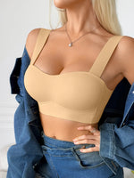 Women's Wirefree Seamless Bra, Back Closure U-Back Support Bra, No Steel Ring Comfortable Everyday Bra, Nude Invisible Underwear