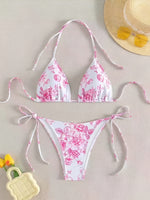 2026 Halter Triangle Bikinis Printed Swimsuit Women Sexy String Swimwear Female Bathers Swimming Bathing Swimming Swim Suit