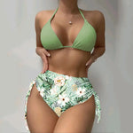 Fashionable Bikini Cover Up Three Piece Set Women Swimsuit Net Shirt High Elasticity Polyester Fabric with Chest Pad Bikinis Set