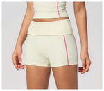 Quick Dry Contrast Color Yoga Shorts 2026 Tights Hip Lifting Workout Fitness Leggings High Waist Folded Running Athletic Shorts