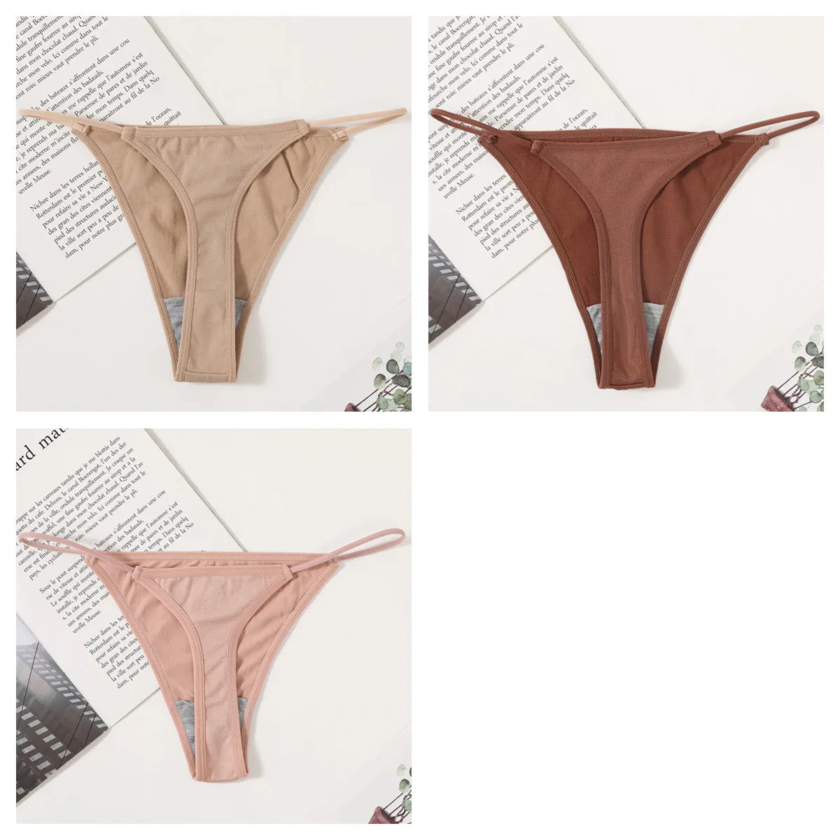 3Pcs/Set Women Panties G-String Seamless Underwear Low Rise Thongs Sexy Lingerie Female Thong G-String High Cut Panties