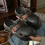 2026 Women Summer Platform Slippers Close Toe Female Leisure House Shoes Soft EVA Female Indoor Street Mulers Slip-on Sandals