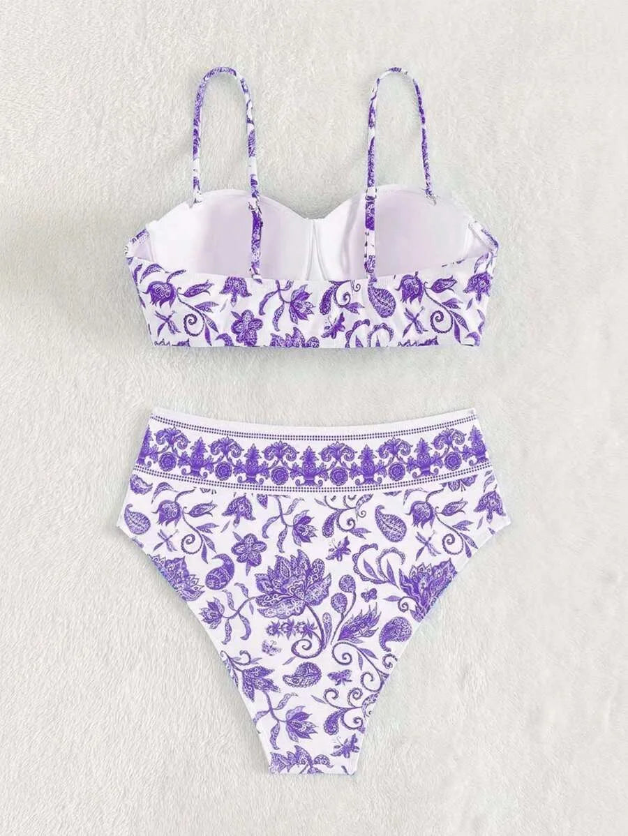2026 High Waist Bikinis Women Print Push Up Swimsuit Floral Swimwear Female Bathers Bathing Swimming Suit Summer Beachwear