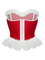 Women’s Sexy Christmas Lingerie, Santa Girl Bodysuit with Fringe Trim, Push-up Shapewear for Full Bust & Side Smoothing
