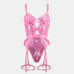 Toucheart Lace Sexy Skinny Babydoll Bodysuit Embroidery Erotic Private Adult Suit Solid Color Patchwork High Waisted Sexy Set