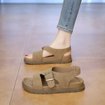 Women Sandals Summer New Solid Color Open Toe Flat Casual Slippers Buckle Fashion Outdoors Beach Sandals Sandalias De Mujer