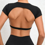 Hearuisavy Summer Customizable Sports Shirts Workout Sportswear Backless Yoga Clothing Chest Pads Sport Crop Tops Gym Top Women