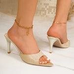 Liyke Patent Leather Women Thin High Heels Modern Slippers Summer Party Banquet Shoes Ladies Sandalias De Mujer