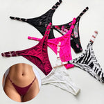 Sexy Thong for Women Underwear Briefs Seamless Panties Flower Low Rise Luxury Metal Buckle G String Bikini Girls T Pants Panty