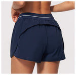 New Brushed Sports Shorts Women High Waist Fake Two Pieces of Anti Glare Shorts Leggings Casual Loose Pocket Fitness Sportwear