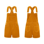 Women Denim Bib Overalls Adjustable Straps Shorts Romper with Pocket Casual Rolled Cuff Shortalls