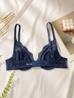 Women's Sexy Lace Lingerie With Steel Rims Gathered Push Up Bra Adjustable Shoulder Straps Comfortable Fit Bra HR2635