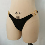 Sexy Low Waist Women Bikini Bottom Side Metal Buckles Hollow Out Swimming Thongs Summer Beach G-String Bathing Swimming Trucks