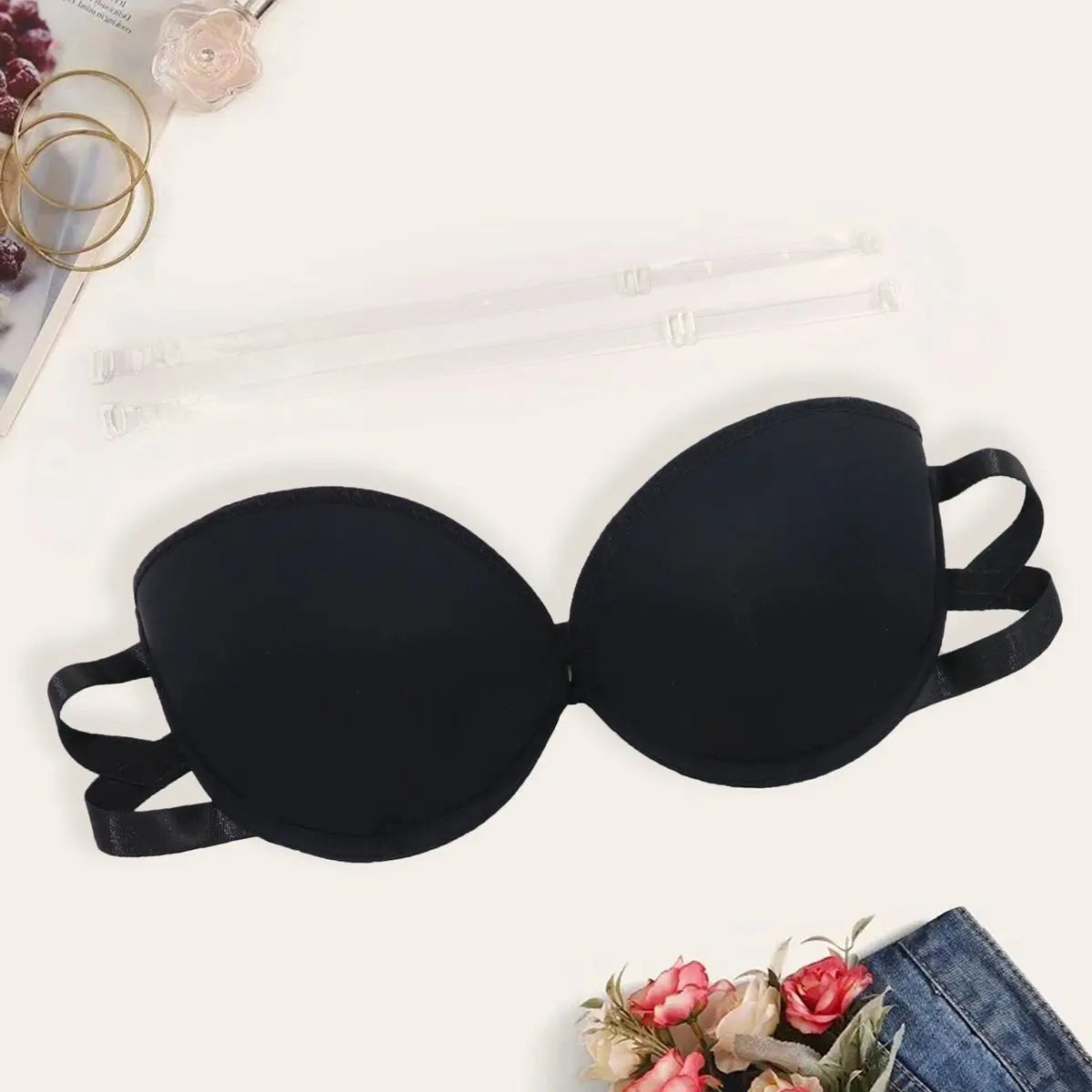 Beauwear Push Up Bras Half Cup Bra With Transparent Silicone Shoulder Strap Beauty Back Strapless Party Bra XS S M L XL-B16