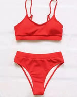 Women High Waisted Bikini Set Color Block Swimsuit 2 Piece High Cut Bathing Suit Cheeky Neon Yellow Swimwear Beach Bathing Suit