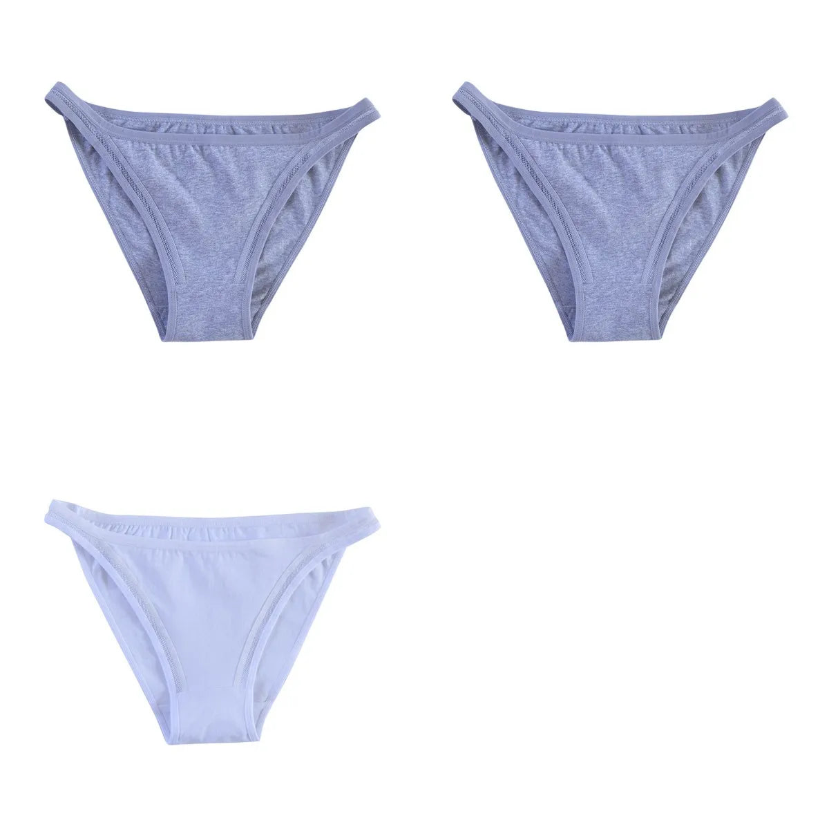 3Pcs/Set Women's Cotton Low-Rise Briefs with Mesh Side Panels Brazilian Panties Sexy Lingerie Comfy Breathable Underwear M-XL