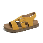 Women Sandals Summer New Solid Color Open Toe Flat Casual Slippers Buckle Fashion Outdoors Beach Sandals Sandalias De Mujer